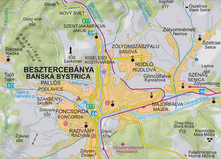 Besztercebánya térkép